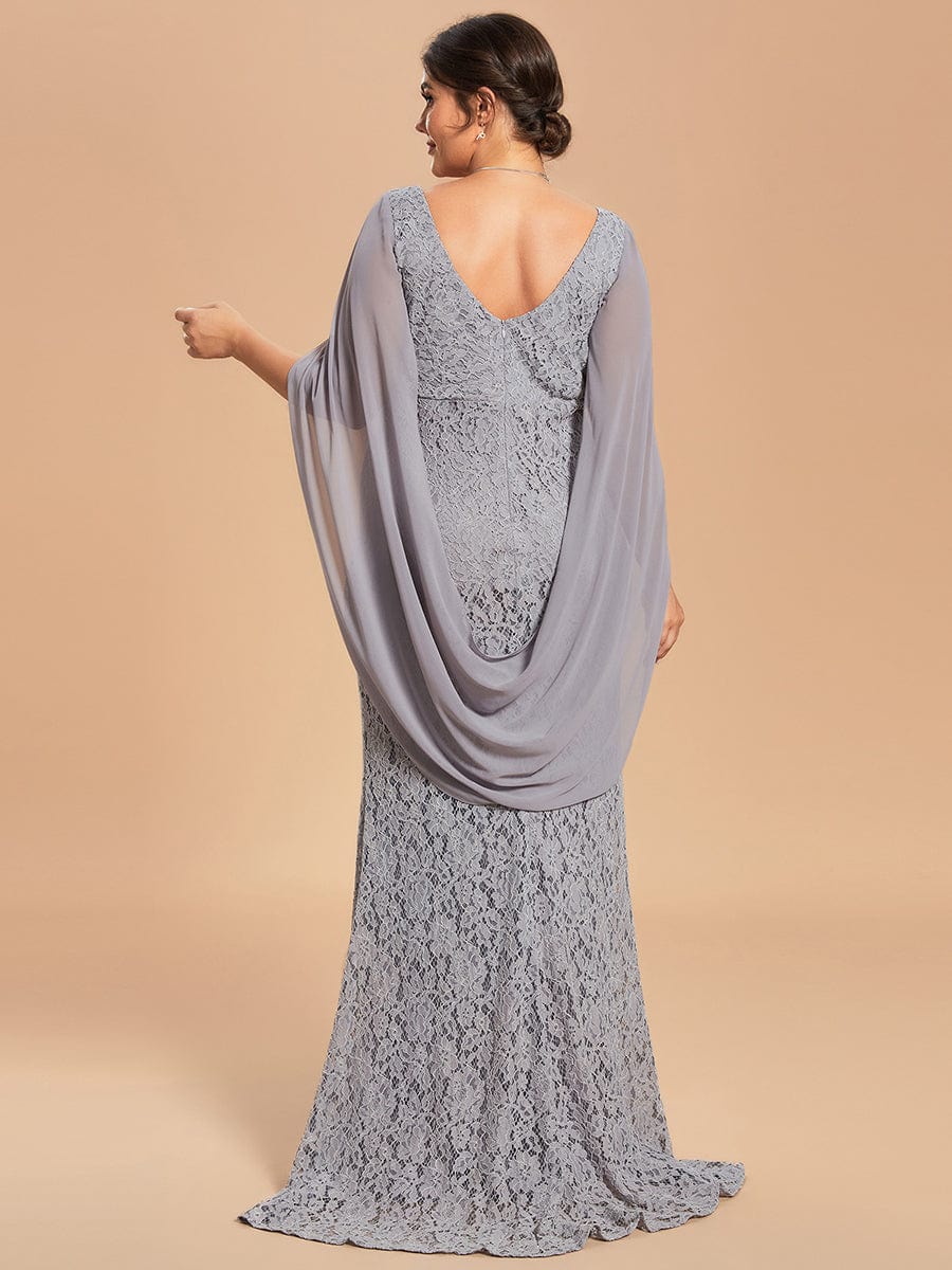 Taille personnalisée Robe Mère De La Mariée Sirène dentelle élégante #Couleur_Gris Taille personnalisée Robe Mère De La Mariée Sirène dentelle élégante