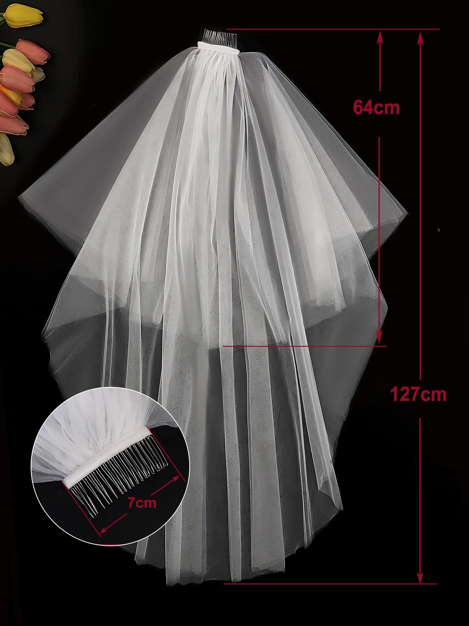 Voile de mariée cathédrale en tulle à plusieurs niveaux #Longueur_Court