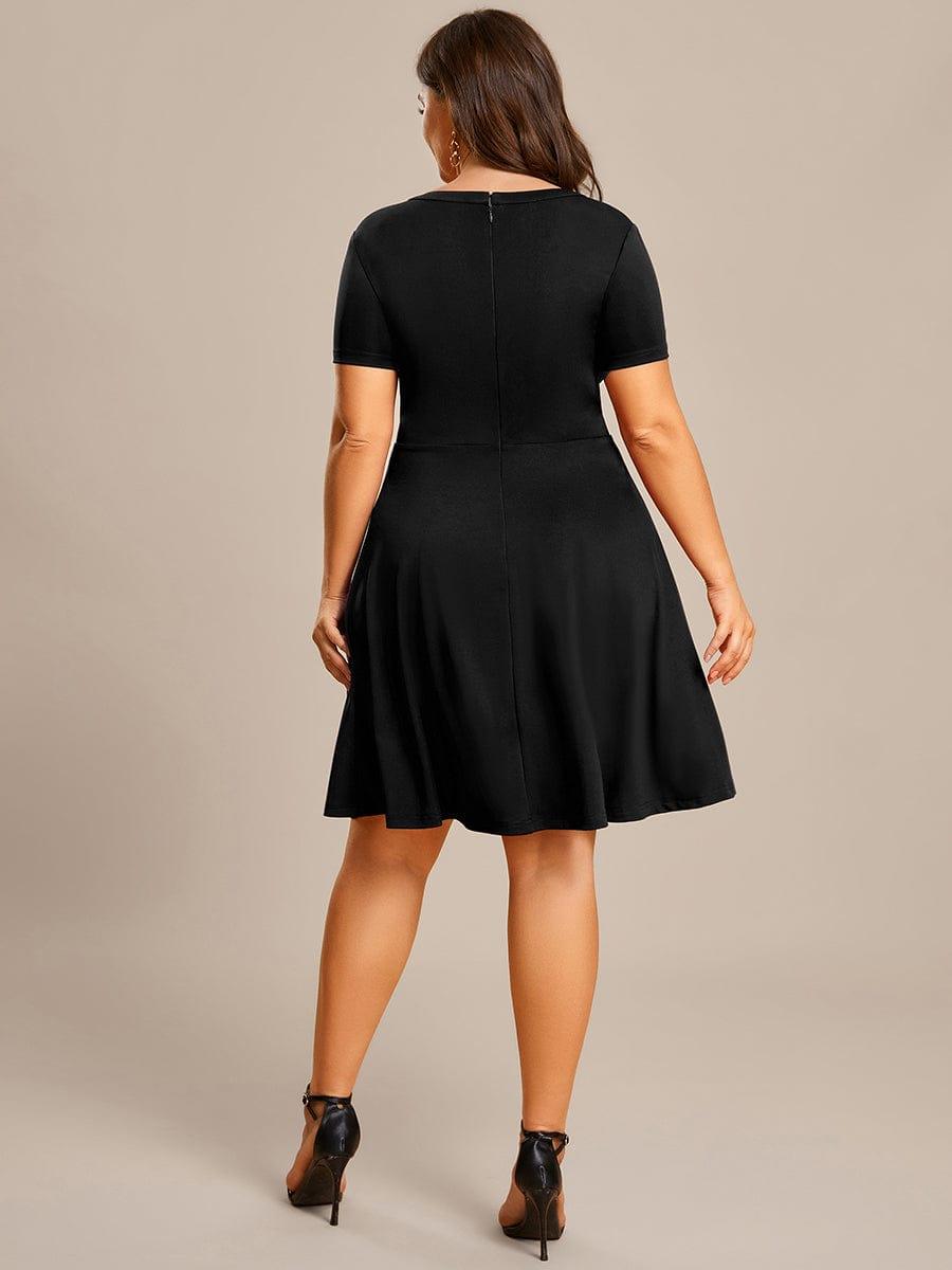 RRobe Décontractée décolleté en strass Manches Courtes A-Line Mini #Couleur_Bordeaux Robe Décontractée décolleté en strass Manches Courtes A-Line Mini