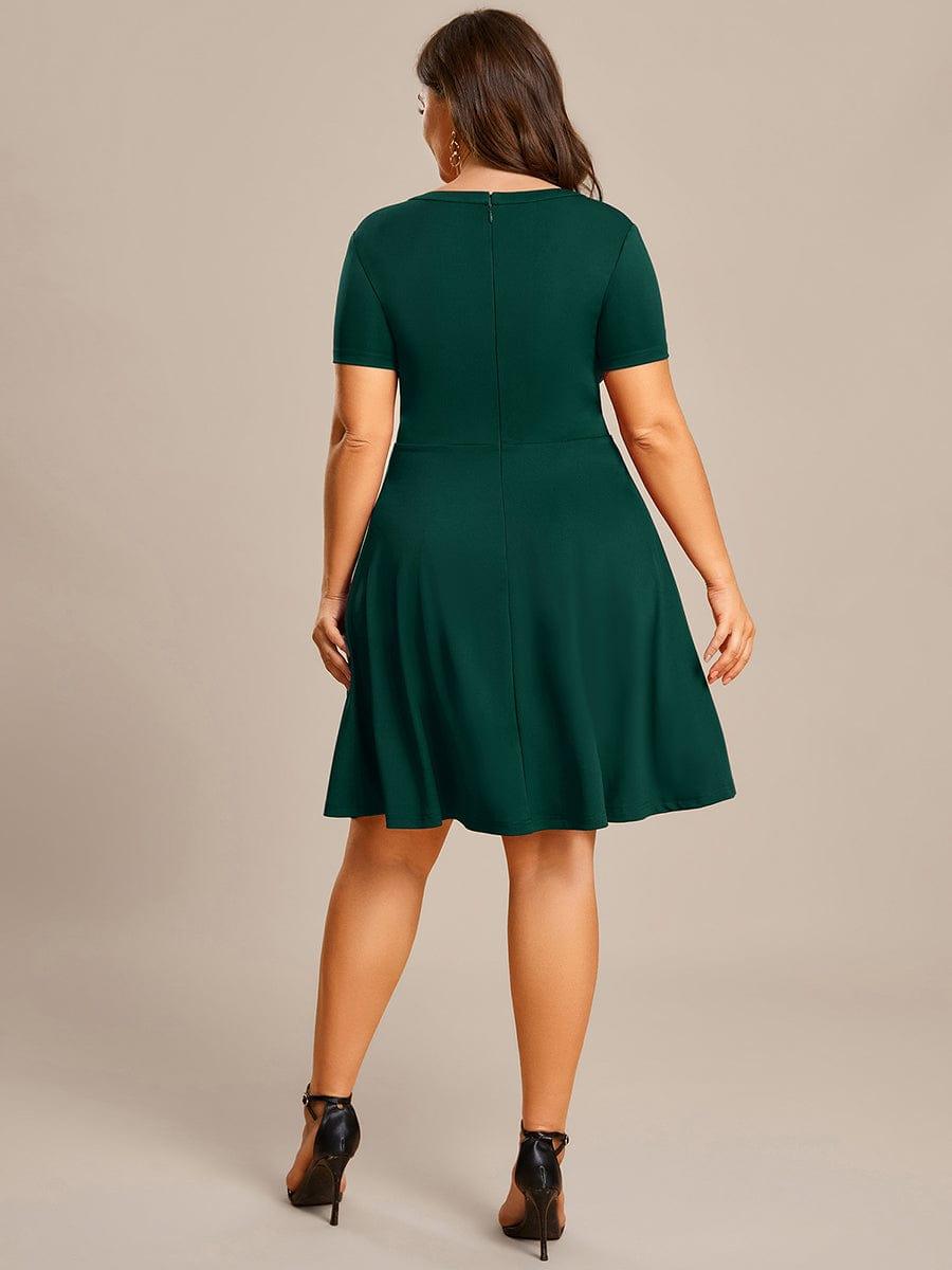RRobe Décontractée décolleté en strass Manches Courtes A-Line Mini #Couleur_Bordeaux Robe Décontractée décolleté en strass Manches Courtes A-Line Mini