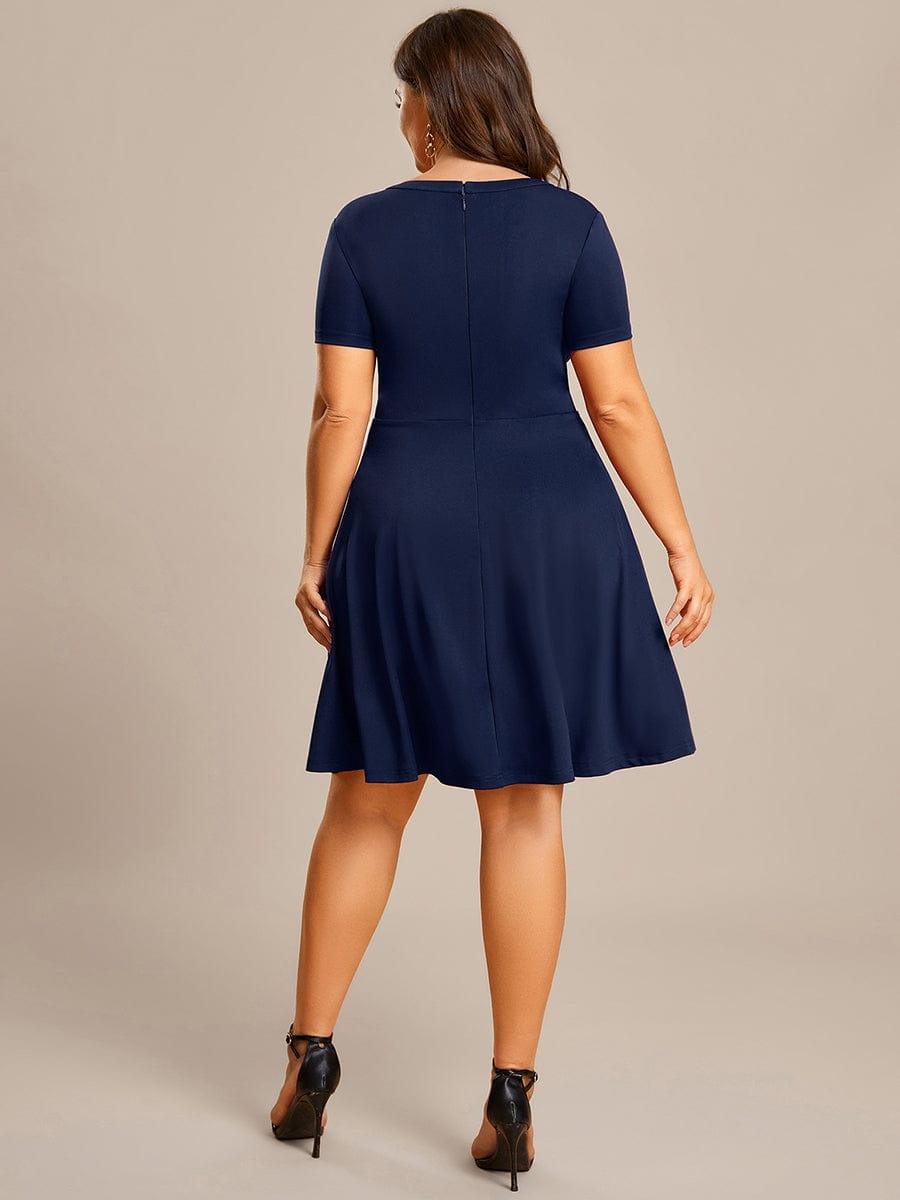 RRobe Décontractée décolleté en strass Manches Courtes A-Line Mini #Couleur_Bordeaux Robe Décontractée décolleté en strass Manches Courtes A-Line Mini