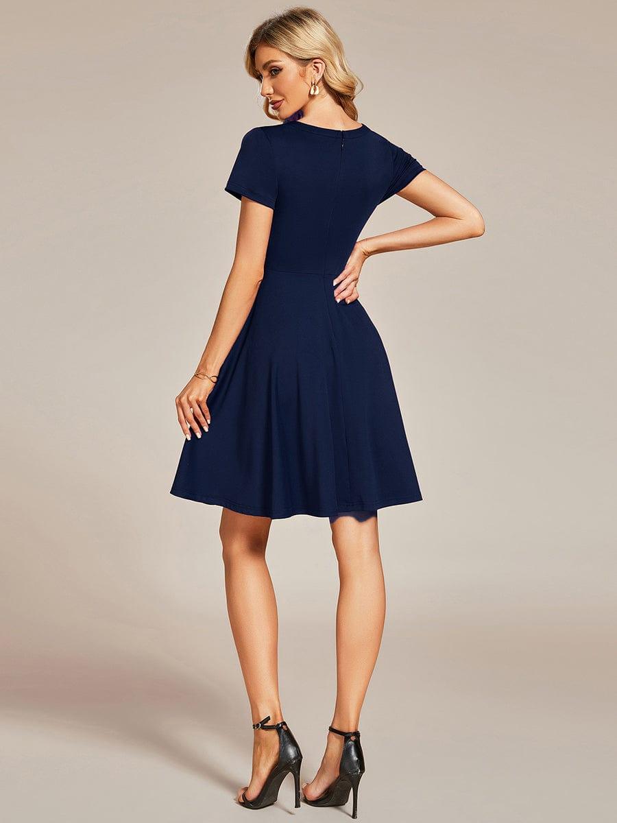 RRobe Décontractée décolleté en strass Manches Courtes A-Line Mini #Couleur_Bordeaux Robe Décontractée décolleté en strass Manches Courtes A-Line Mini