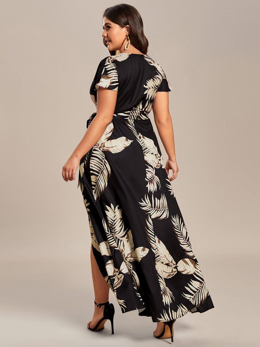 Robe Décontractée d'été une pièce imprimée à manches courtes et taille nouée #Couleur_Bleu Clair Boheme Robe Décontractée d'été une pièce imprimée à manches courtes et taille nouée