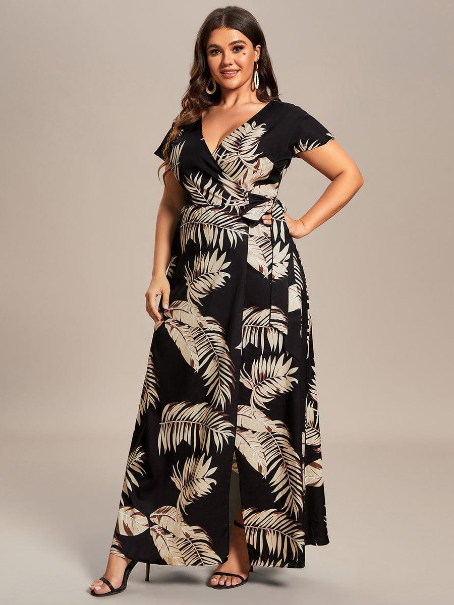 Robe Décontractée d'été une pièce imprimée à manches courtes et taille nouée #Couleur_Bleu Clair Boheme Robe Décontractée d'été une pièce imprimée à manches courtes et taille nouée