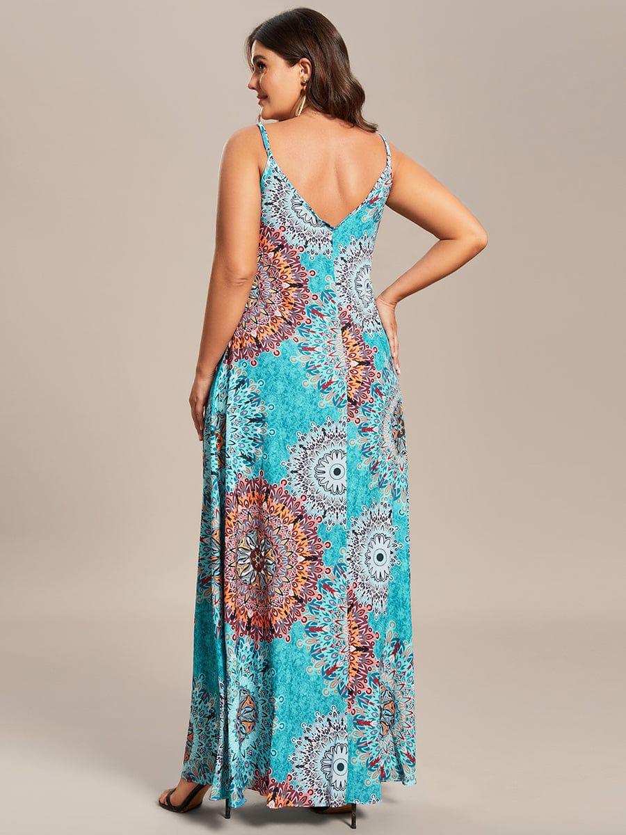 Robe d'été Plage Vacances maxi ample à bretelles fines A Ligne #Couleur_Noir Imprime Robe d'été Plage Vacances maxi ample à bretelles fines A Ligne