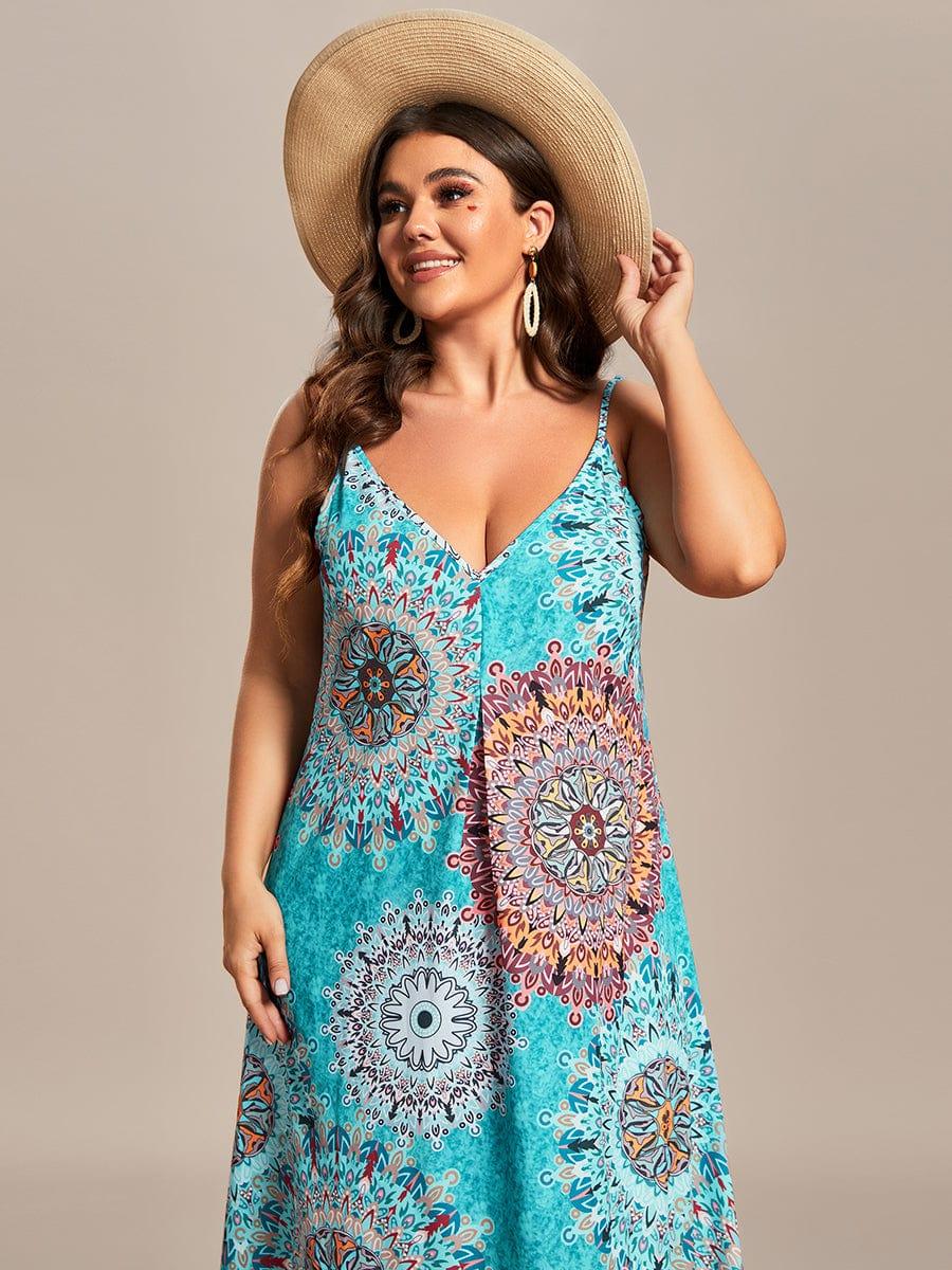 Robe d'été Plage Vacances maxi ample à bretelles fines A Ligne #Couleur_Noir Imprime Robe d'été Plage Vacances maxi ample à bretelles fines A Ligne