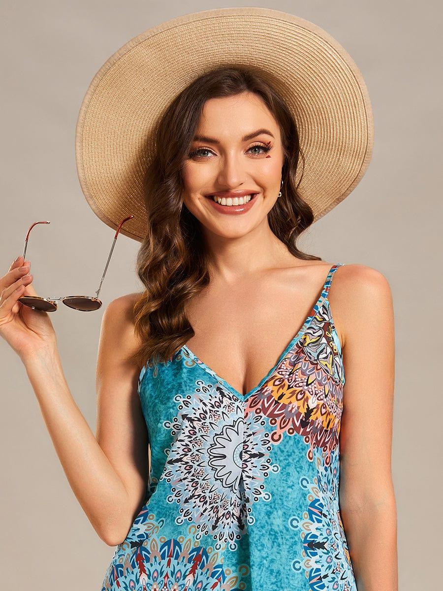 Robe d'été Plage Vacances maxi ample à bretelles fines A Ligne #Couleur_Noir Imprime Robe d'été Plage Vacances maxi ample à bretelles fines A Ligne