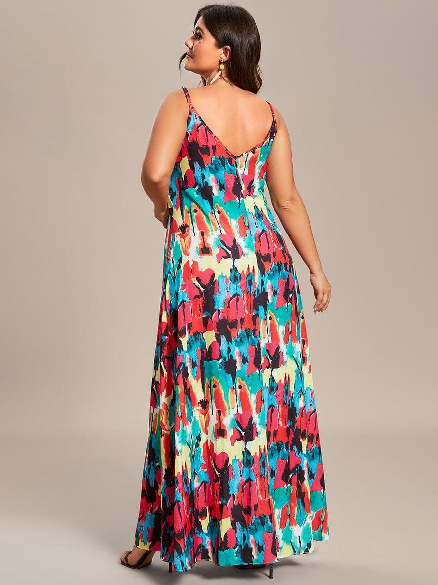 Robe d'été Plage Vacances maxi ample à bretelles fines A Ligne #Couleur_Noir Imprime Robe d'été Plage Vacances maxi ample à bretelles fines A Ligne