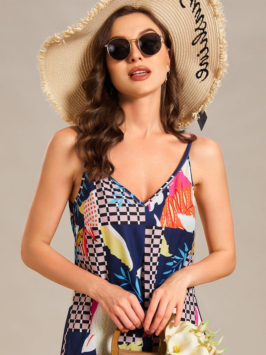 Robe d'été Plage Vacances maxi ample à bretelles fines A Ligne #Couleur_Noir Imprime Robe d'été Plage Vacances maxi ample à bretelles fines A Ligne