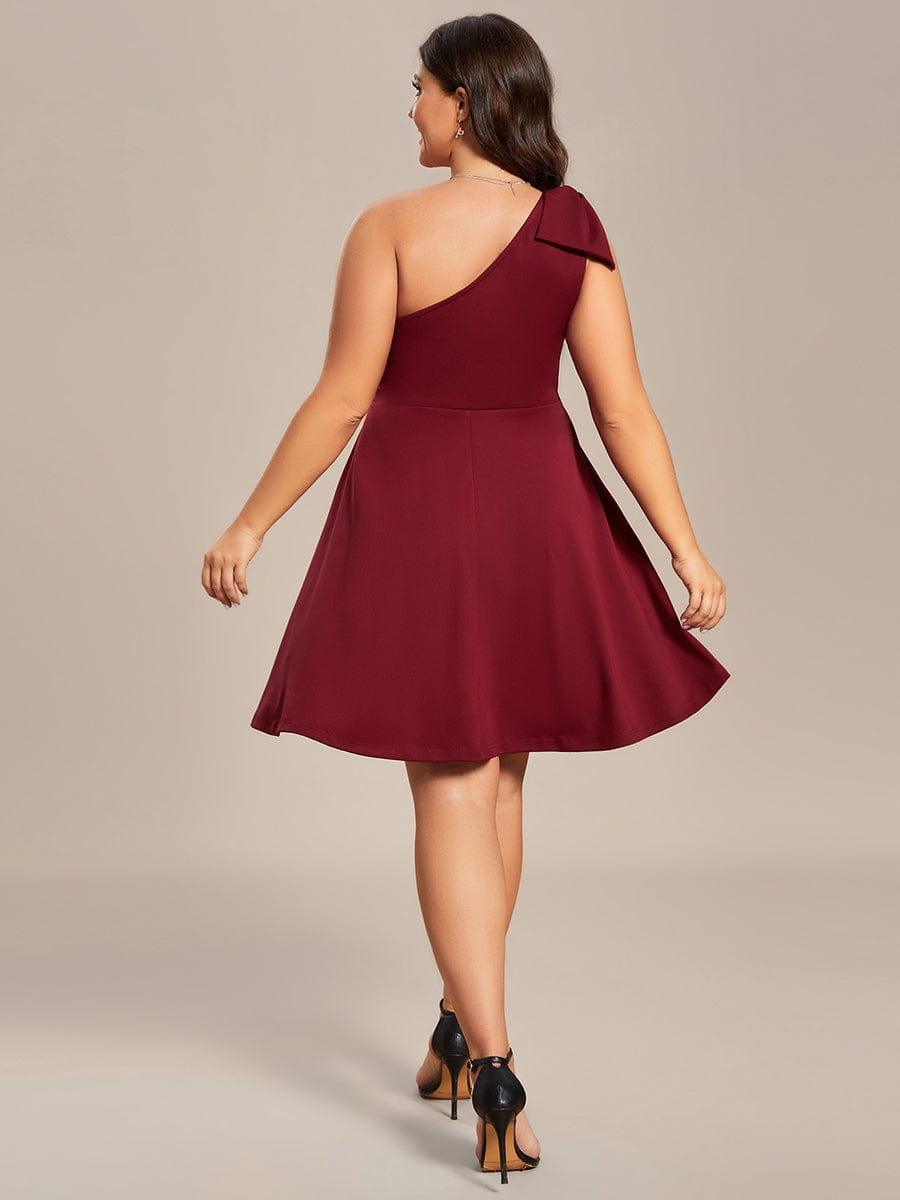 Robe d'été Courte Une épaule nœud papillon sans manches A-Line #Couleur_Bordeaux