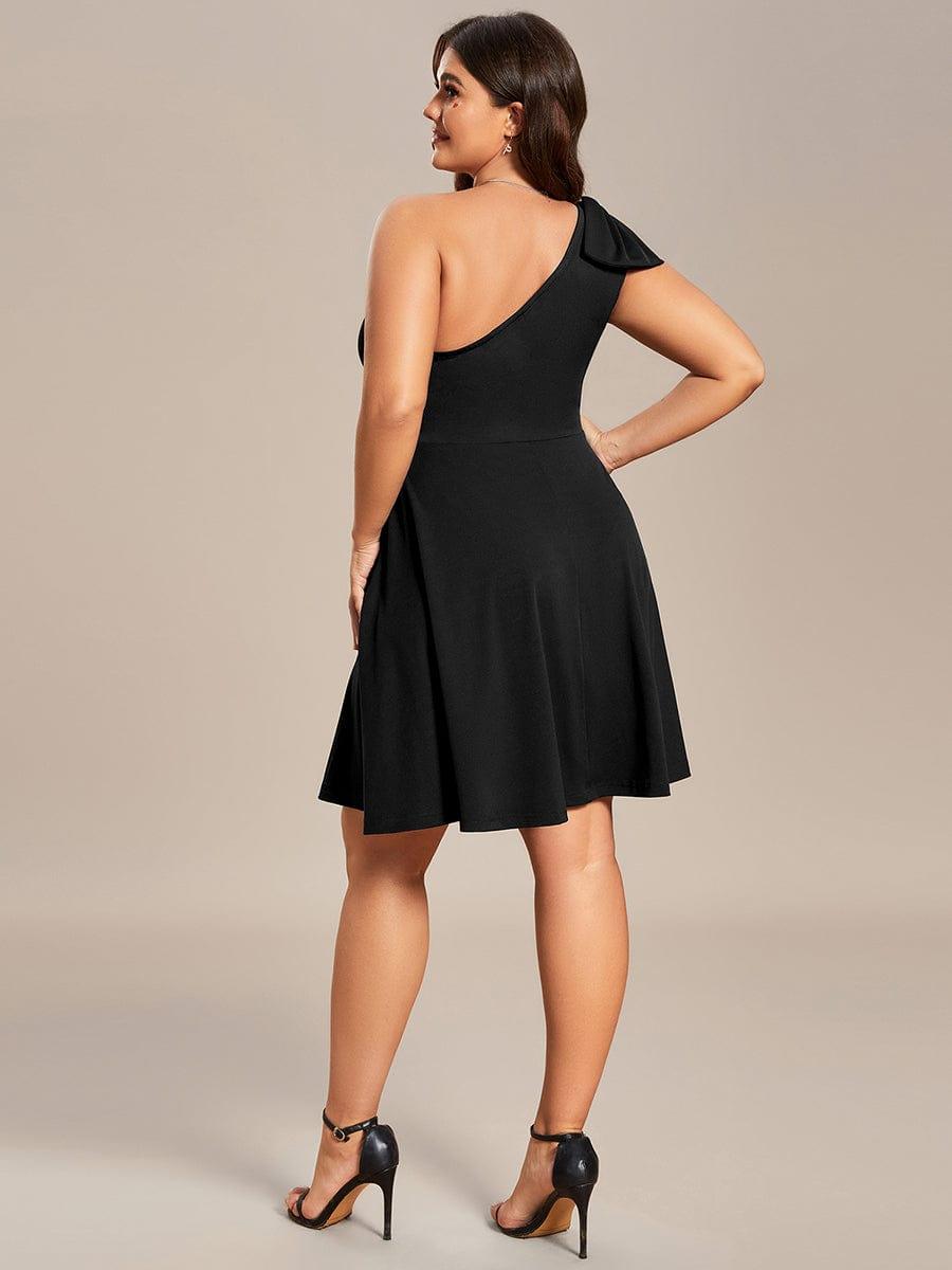 Robe d'été Courte Une épaule nœud papillon sans manches A-Line #Couleur_Noir Robe d'été Courte Une épaule nœud papillon sans manches A-Line