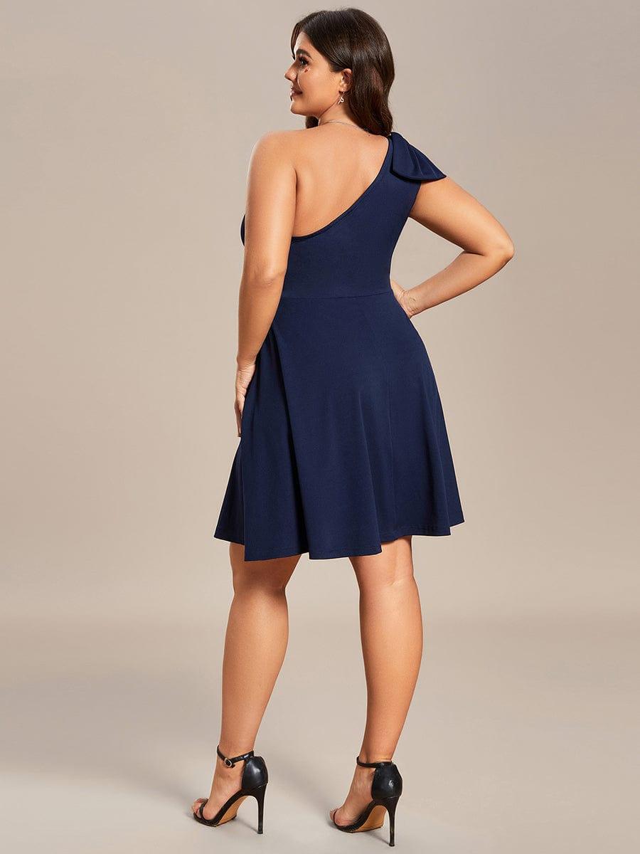Robe d'été Courte Une épaule nœud papillon sans manches A-Line #Couleur_Noir Robe d'été Courte Une épaule nœud papillon sans manches A-Line