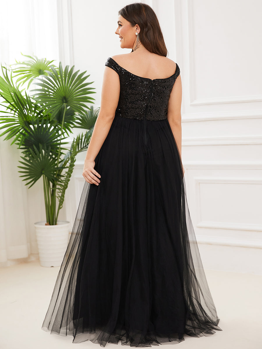 Taille personnalisée Robe de soirée sans manches paillettes taille haute #Couleur_Bleu Marine Taille personnalisée Robe de soirée sans manches paillettes taille haute