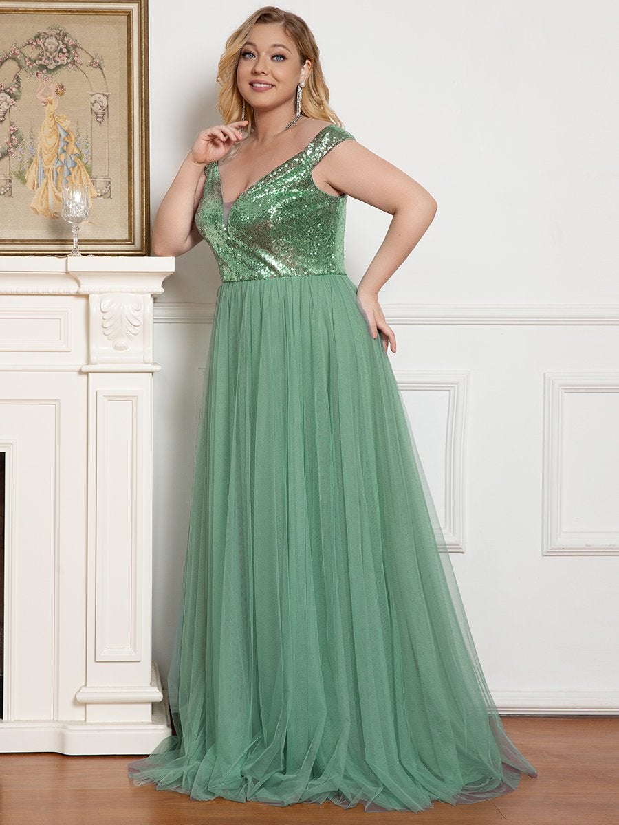 Taille personnalisée Robe de soirée sans manches paillettes taille haute #Couleur_Bleu Marine Taille personnalisée Robe de soirée sans manches paillettes taille haute