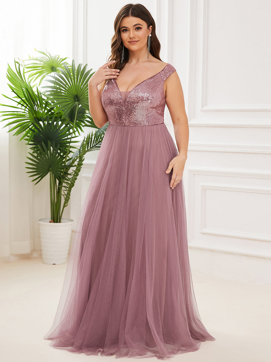 Taille personnalisée Robe de soirée sans manches paillettes taille haute #Couleur_Bleu Marine Taille personnalisée Robe de soirée sans manches paillettes taille haute
