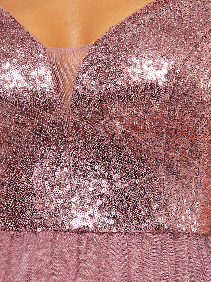 Taille personnalisée Robe de soirée sans manches paillettes taille haute #Couleur_Bleu Marine Taille personnalisée Robe de soirée sans manches paillettes taille haute