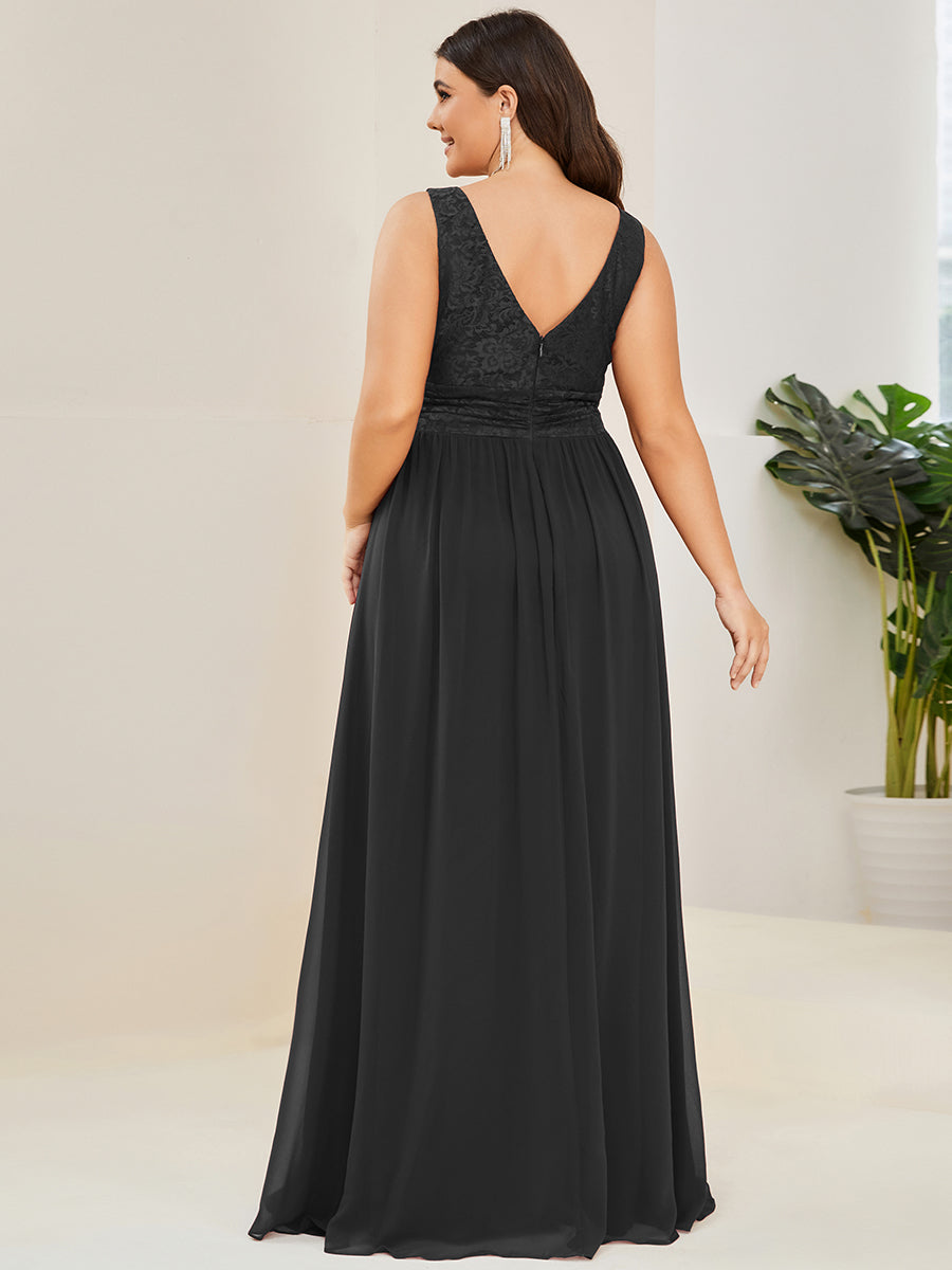 Robe de soirée sans manches à encolure en V taille plus fente haute et #Couleur_Bordeaux Robe de soirée sans manches à encolure en V taille plus longue au sol