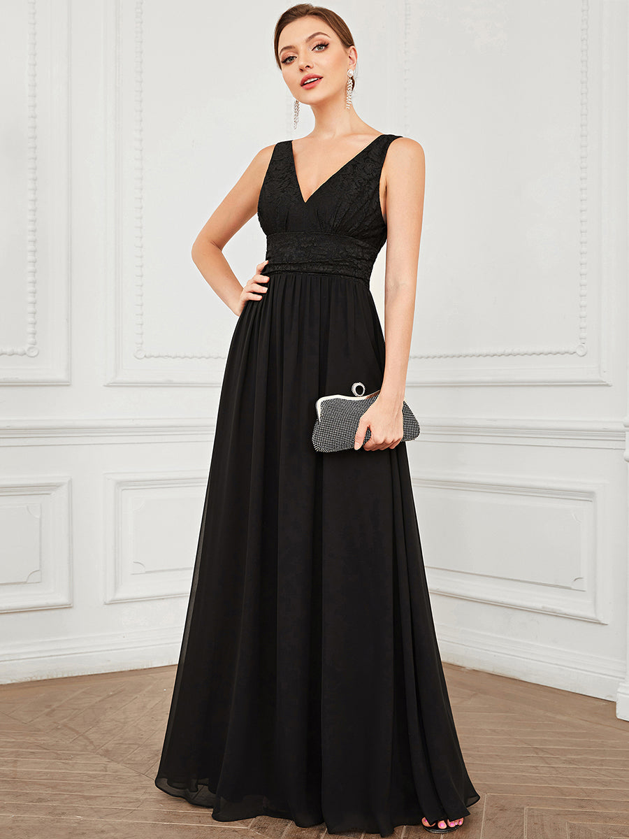 Robe de soirée sans manches à encolure en V taille plus fente haute et #Couleur_Bordeaux Robe de soirée sans manches à encolure en V taille plus longue au sol