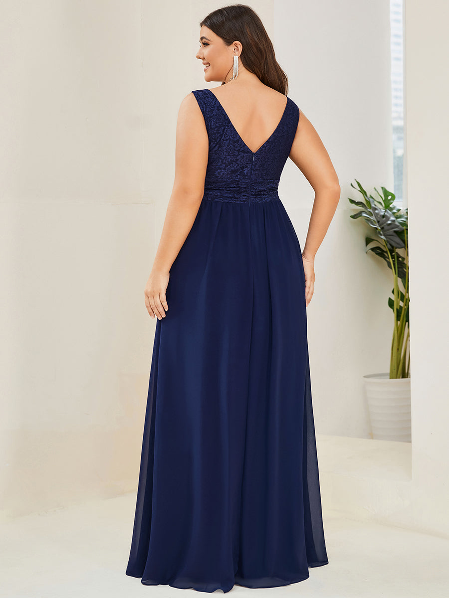 Robe de soirée sans manches à encolure en V taille plus fente haute et #Couleur_Bordeaux Robe de soirée sans manches à encolure en V taille plus longue au sol