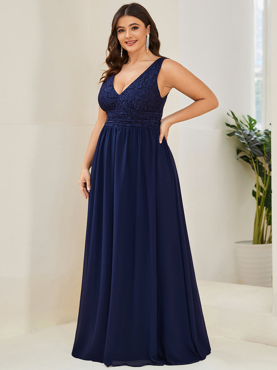 Robe de soirée sans manches Encolure en V fente haute Grande taille #Couleur_Bordeaux Robe de soirée sans manches Encolure en V Grande taille