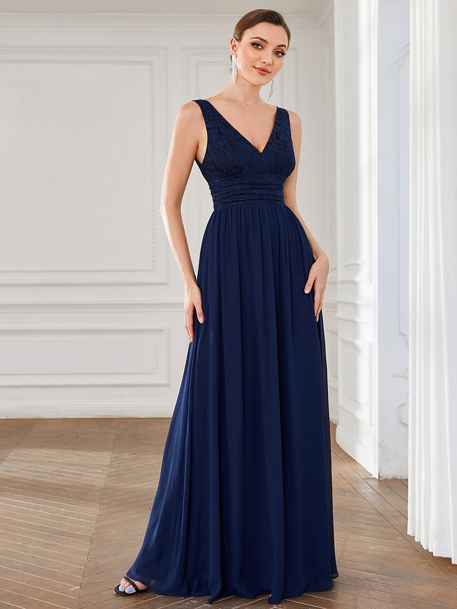 Robe de soirée sans manches à encolure en V taille plus fente haute et #Couleur_Bordeaux Robe de soirée sans manches à encolure en V taille plus longue au sol
