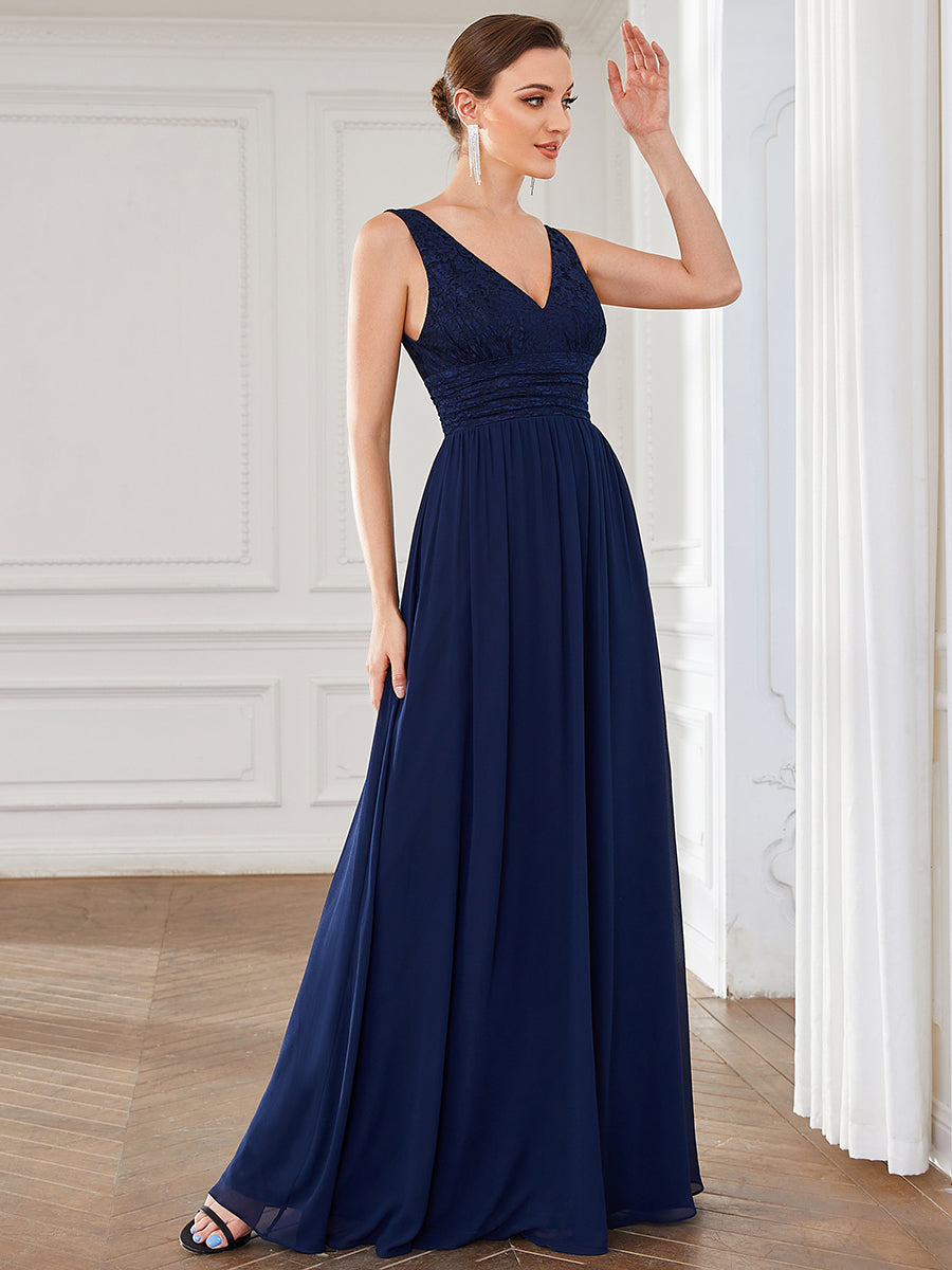 Robe de soirée sans manches à encolure en V taille plus fente haute et #Couleur_Bordeaux Robe de soirée sans manches à encolure en V taille plus longue au sol