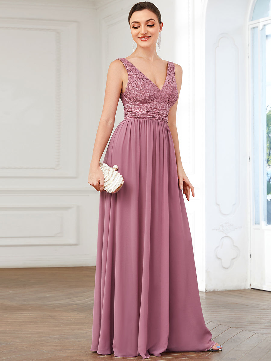 Robe de soirée sans manches à encolure en V taille plus fente haute et #Couleur_Bordeaux Robe de soirée sans manches à encolure en V taille plus longue au sol