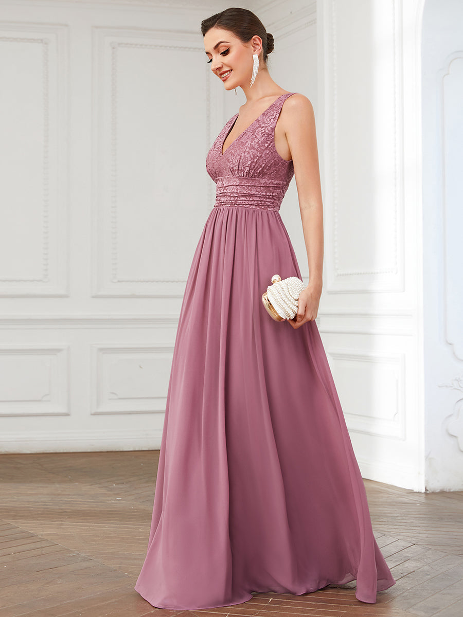 Robe de soirée sans manches à encolure en V taille plus fente haute et #Couleur_Bordeaux Robe de soirée sans manches à encolure en V taille plus longue au sol