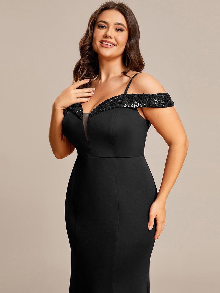 Robe de soirée Sequins Encolure V profonde Moulante élégante grande taille #Couleur_Bordeaux Robe de soirée Sequins Encolure V profonde Moulante élégante grande taille