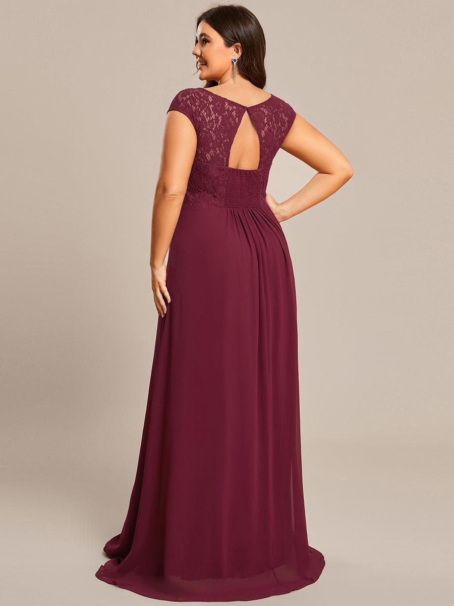 Robe de Soirée en Dentelle à Taille Empire de Grande Taille #Couleur_Orchidee Robe de Soirée en Dentelle à Taille Empire de Grande Taille