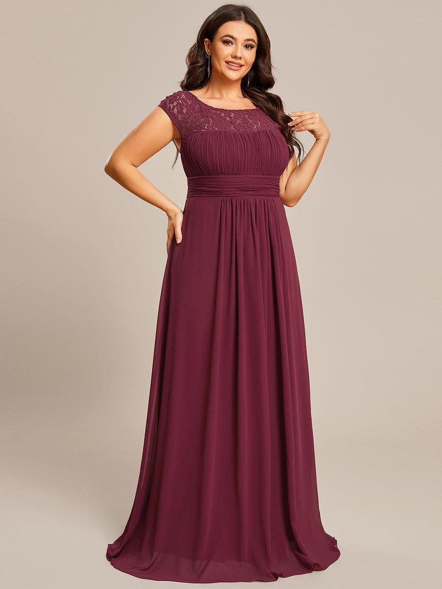 Robe de Soirée en Dentelle à Taille Empire de Grande Taille #Couleur_Orchidee Robe de Soirée en Dentelle à Taille Empire de Grande Taille