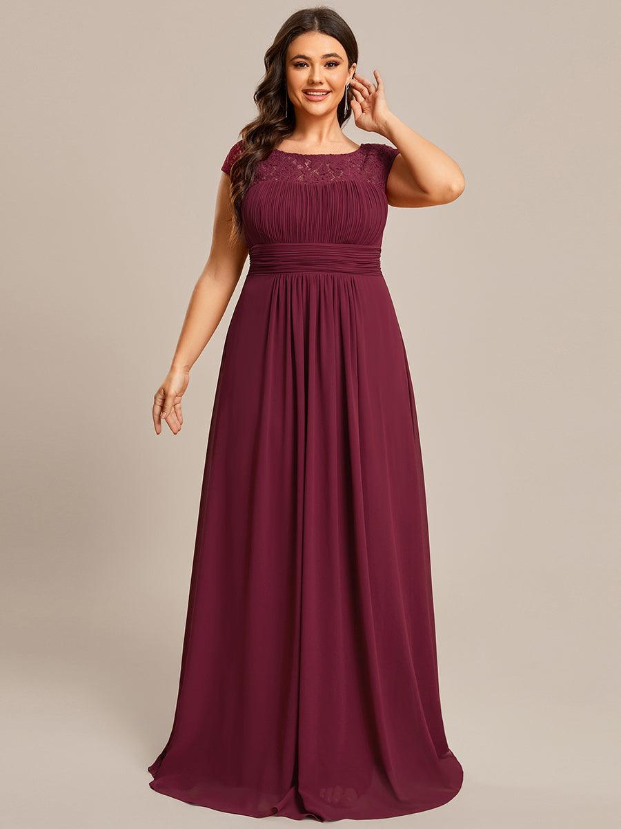 Robe de Soirée en Dentelle à Taille Empire de Grande Taille #Couleur_Orchidee Robe de Soirée en Dentelle à Taille Empire de Grande Taille