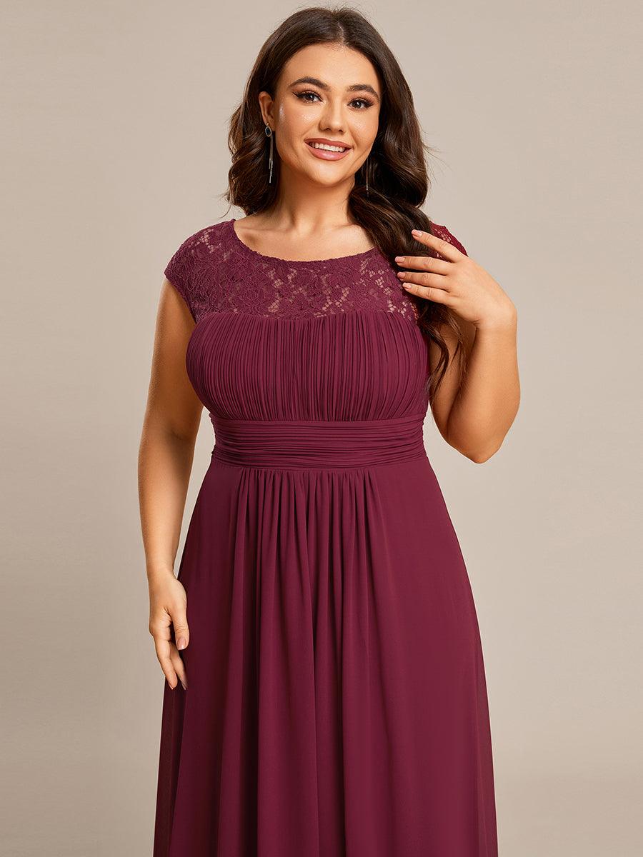 Robe de Soirée en Dentelle à Taille Empire de Grande Taille #Couleur_Orchidee Robe de Soirée en Dentelle à Taille Empire de Grande Taille