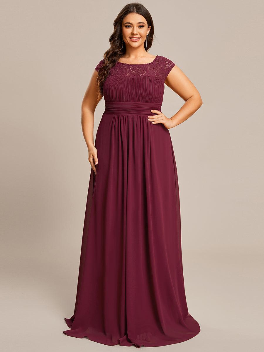 Robe de Soirée en Dentelle à Taille Empire de Grande Taille #Couleur_Orchidee Robe de Soirée en Dentelle à Taille Empire de Grande Taille