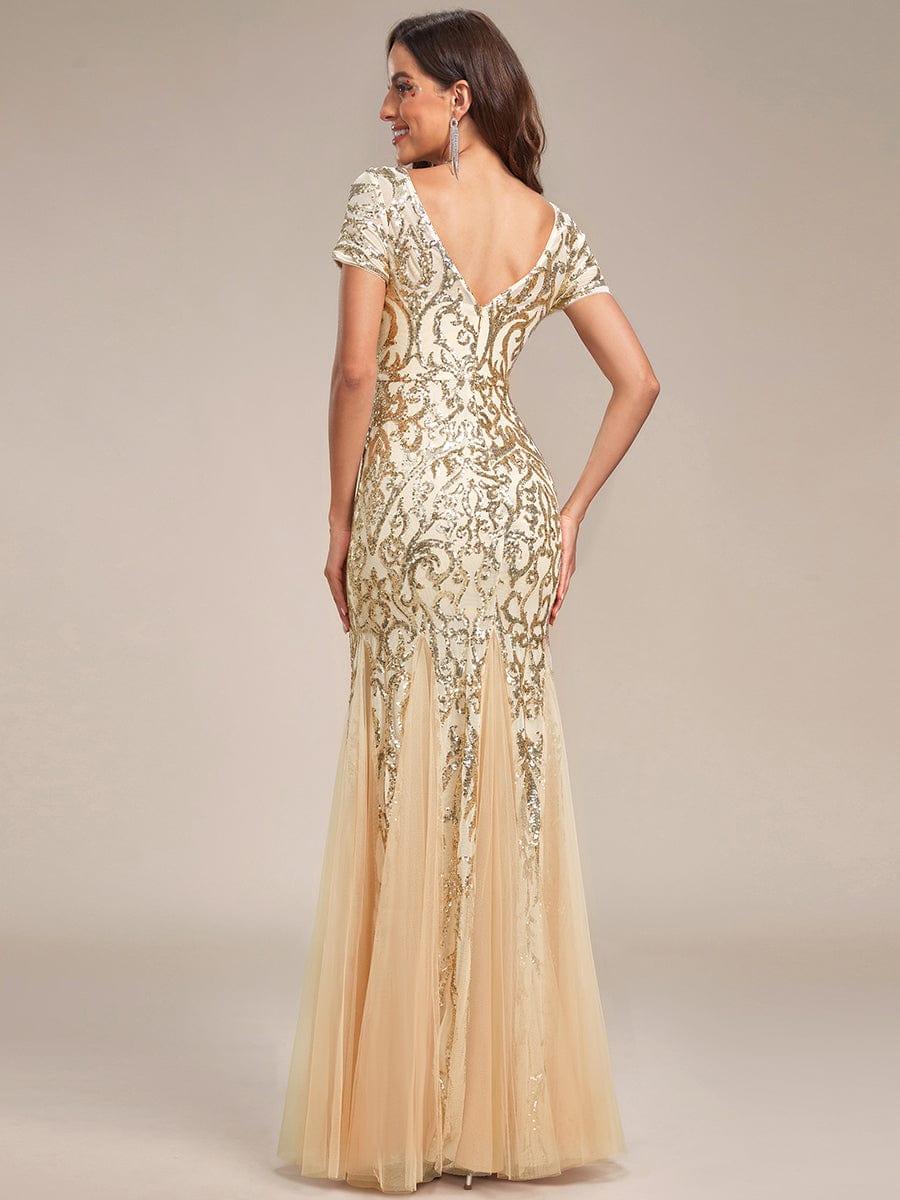 Robe de soirée sirène luxueuse sirène à sequins et encolure ronde #Couleur_Bordeaux Robe de soirée sirène luxueuse sirène à sequins et encolure ronde