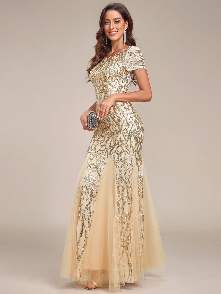 Robe de soirée sirène luxueuse sirène à sequins et encolure ronde #Couleur_Bordeaux Robe de soirée sirène luxueuse sirène à sequins et encolure ronde