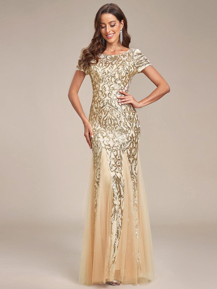 Robe de soirée sirène luxueuse sirène à sequins et encolure ronde #Couleur_Bordeaux Robe de soirée sirène luxueuse sirène à sequins et encolure ronde