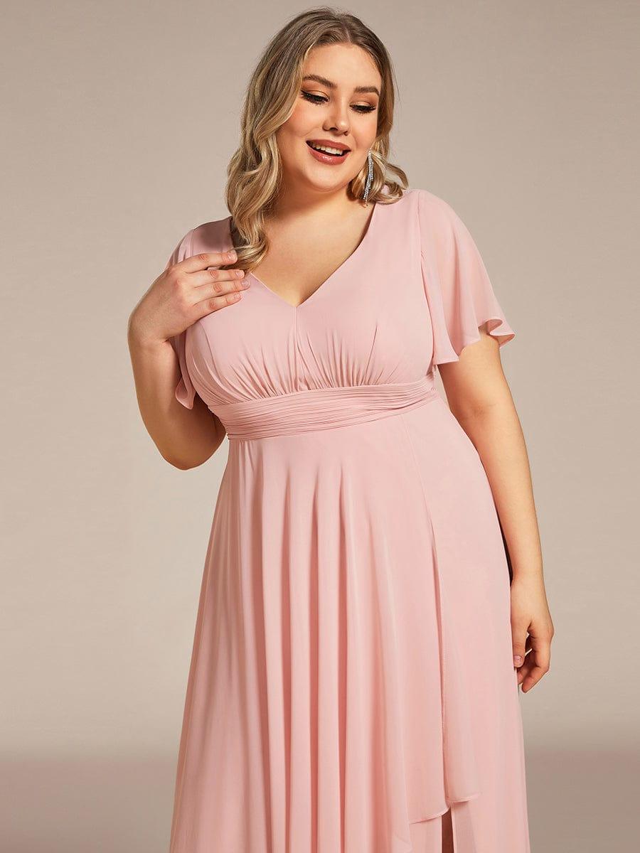 Robe de soirée Grande taille mousseline Manches volantées et à volants #Couleur__Bordeaux Robe de soirée Grande taille mousseline Manches volantées et à volants
