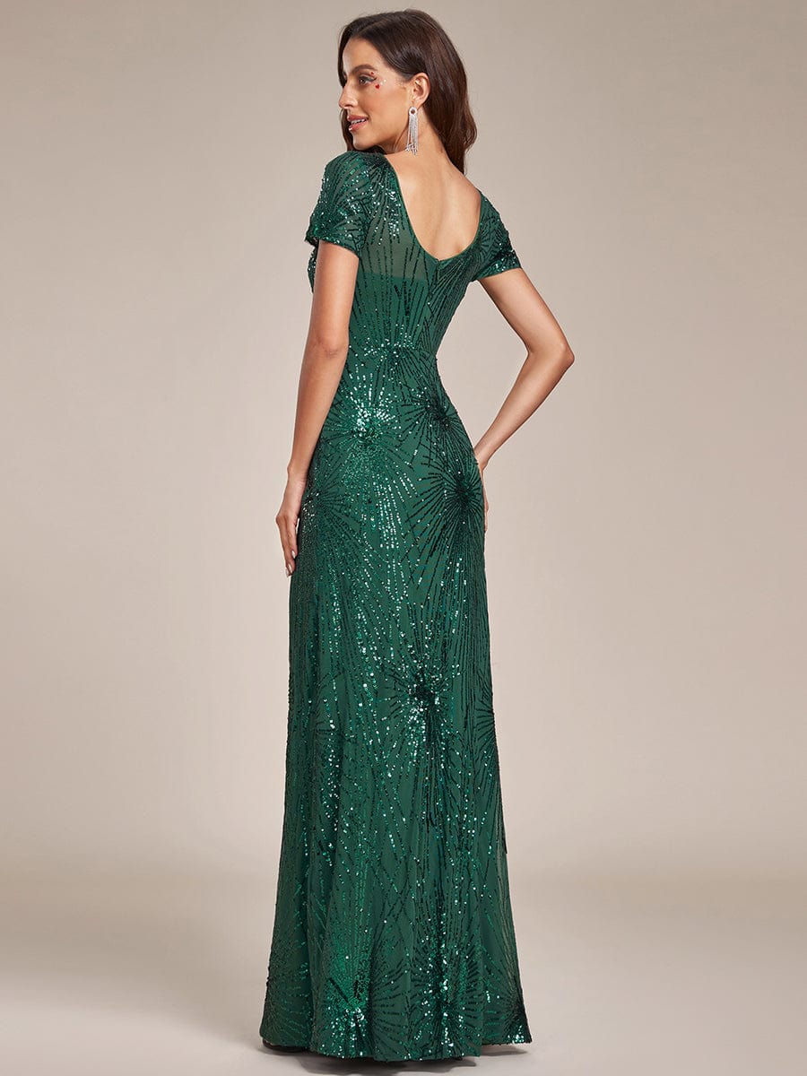 Robe de soirée moulante dos nu à paillettes brodées de feux d'artifice #Couleur_Or Robe de soirée moulante dos nu à paillettes brodées de feux d'artifice