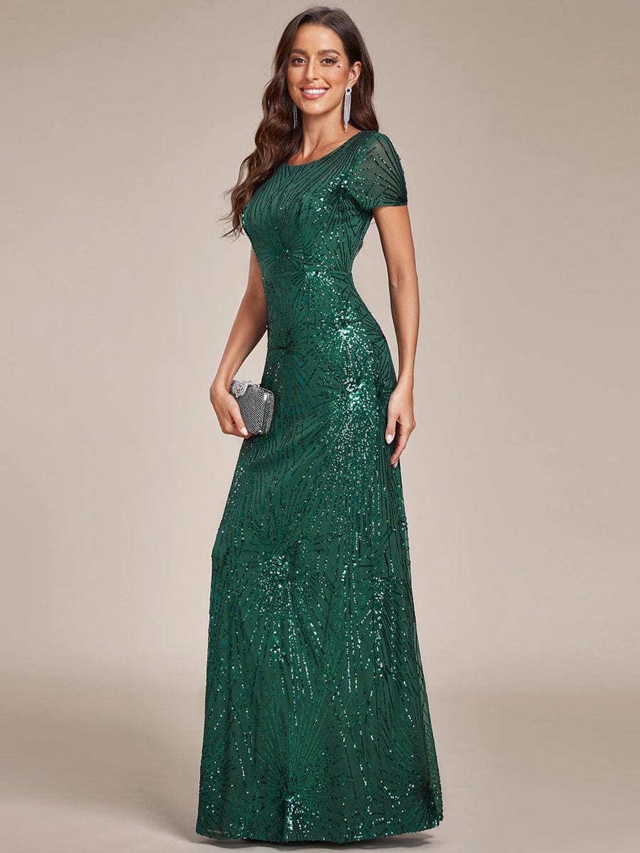 Robe de soirée moulante dos nu à paillettes brodées de feux d'artifice #Couleur_Or Robe de soirée moulante dos nu à paillettes brodées de feux d'artifice