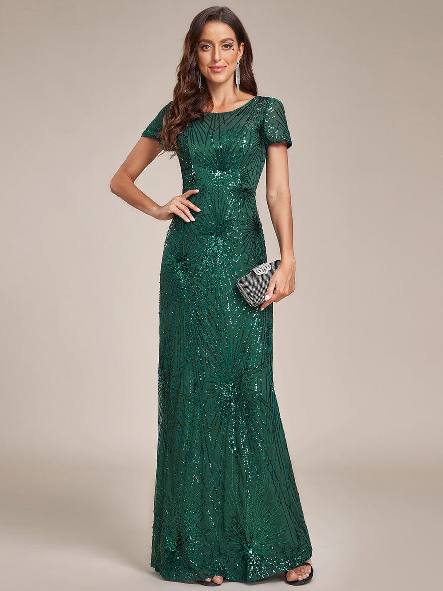 Robe de soirée moulante dos nu à paillettes brodées de feux d'artifice #Couleur_Or Robe de soirée moulante dos nu à paillettes brodées de feux d'artifice