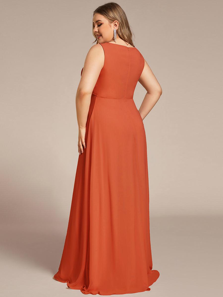 Robe de Soirée Formelle en Mousseline Applique Florale de Grande Taille #Couleur_Burnt Orange