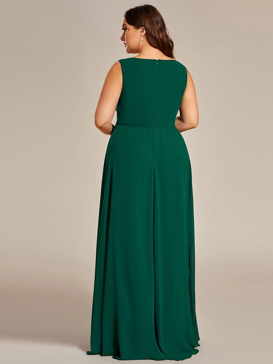 Robe de Soirée Formelle en Mousseline Applique Florale de Grande Taille #Couleur_Vert Fonce