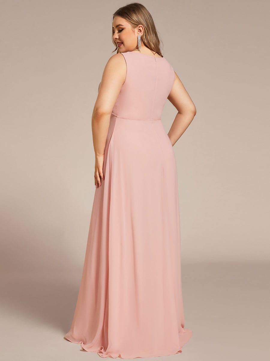 Robe de Soirée Formelle en Mousseline Applique Florale de Grande Taille #Couleur_Rose