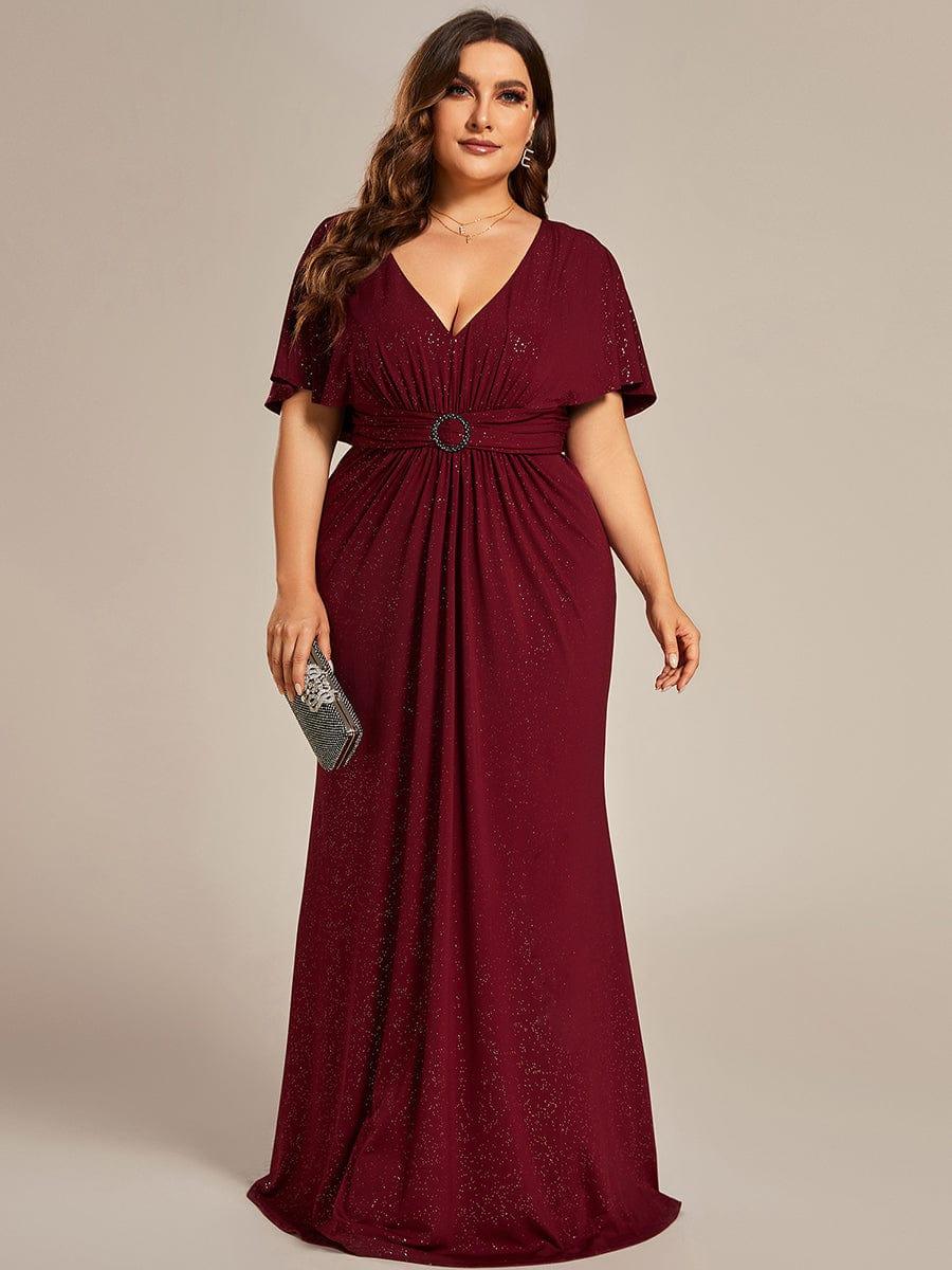 Robe de soirée sirène curvy à manches chauve-souris brillantes #Couleur_Noir Robe de soirée sirène curvy à manches chauve-souris brillantes