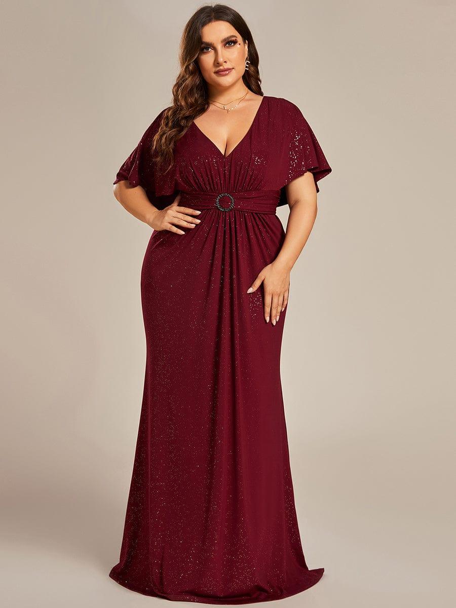 Robe de soirée sirène curvy à manches chauve-souris brillantes #Couleur_Noir Robe de soirée sirène curvy à manches chauve-souris brillantes