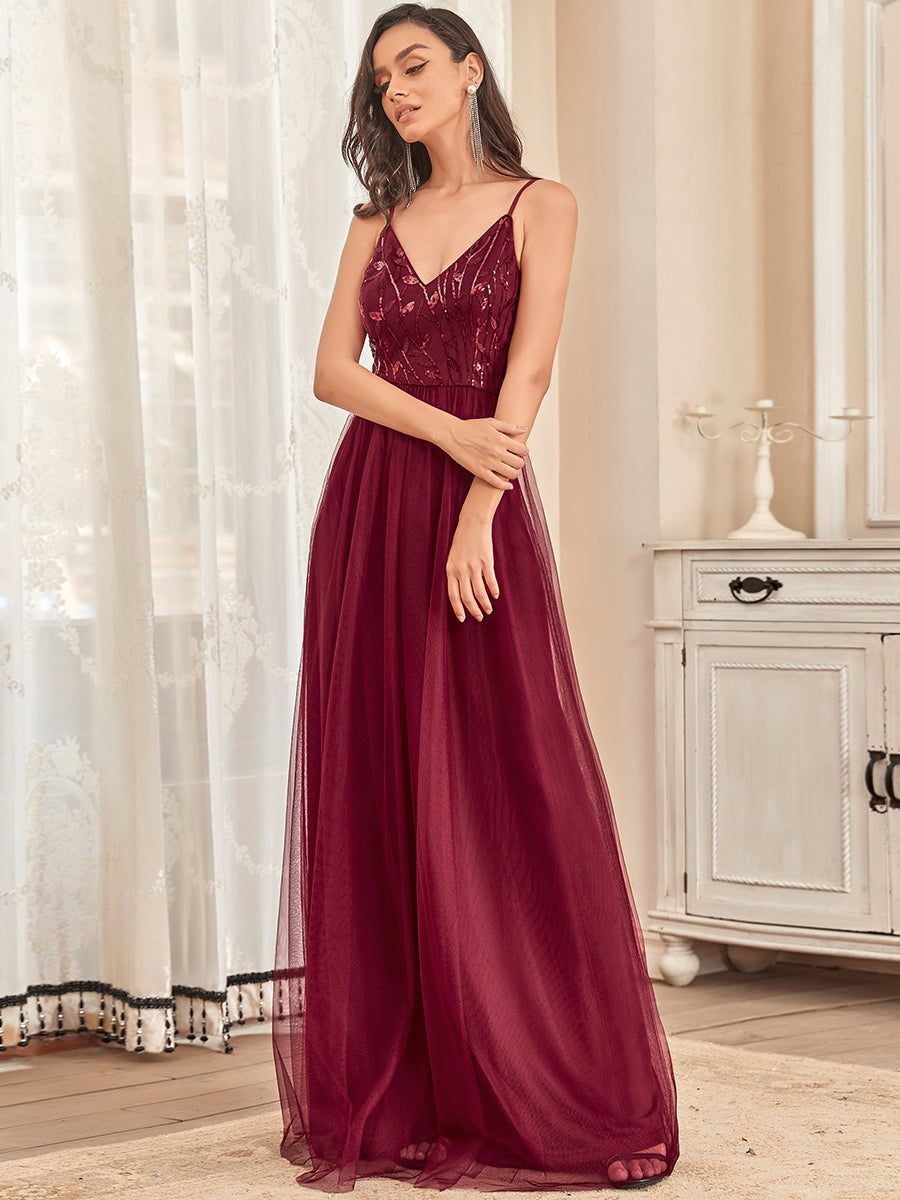 Taille personnalisée Robe de soirée Tulle Col V bretelles fines #Couleur_Bleu Marine Taille personnalisée Robe de soirée Tulle Col V bretelles fines