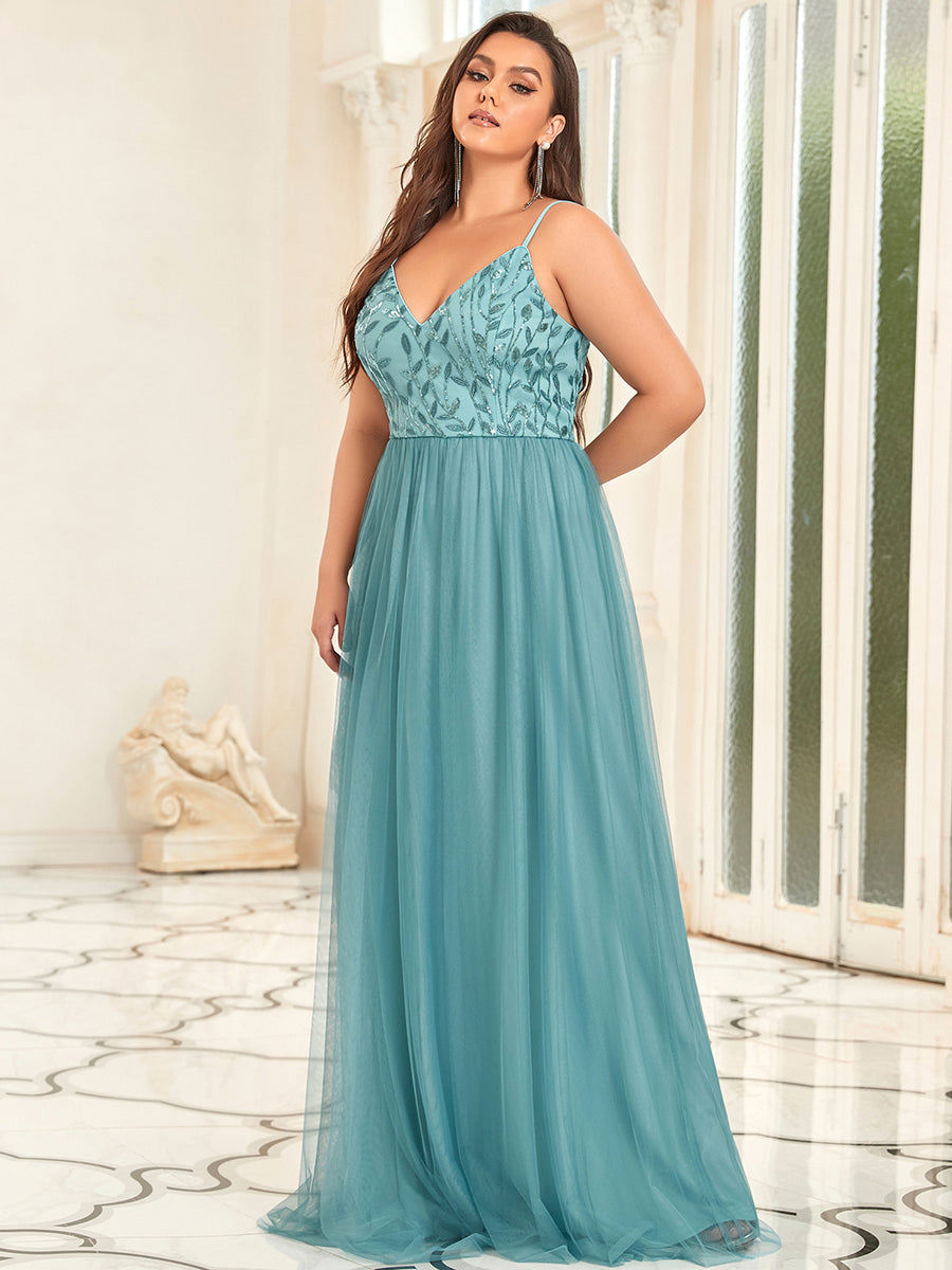 Taille personnalisée Robe de soirée Tulle Col V bretelles fines #Couleur_Bleu Marine Taille personnalisée Robe de soirée Tulle Col V bretelles fines