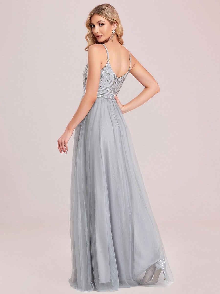 Taille personnalisée Robe de soirée Tulle Col V bretelles fines #Couleur_Bleu Marine Taille personnalisée Robe de soirée Tulle Col V bretelles fines