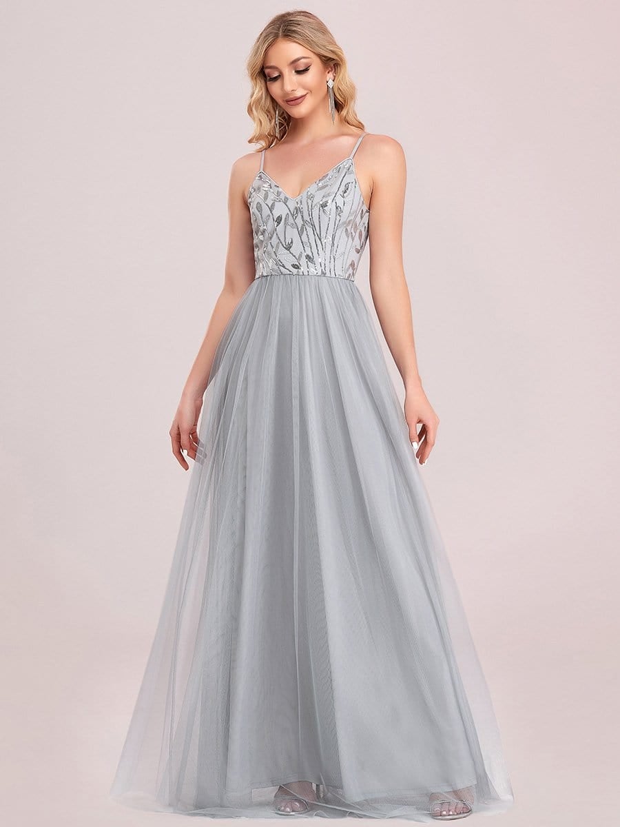 Taille personnalisée Robe de soirée Tulle Col V bretelles fines #Couleur_Bleu Marine Taille personnalisée Robe de soirée Tulle Col V bretelles fines
